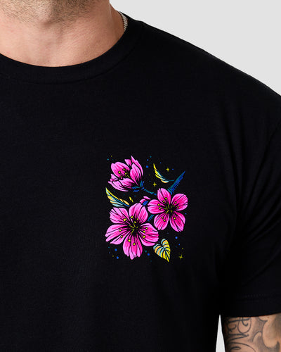 Jelly Blossom Tee-Black-Regular-Detail--Model---L