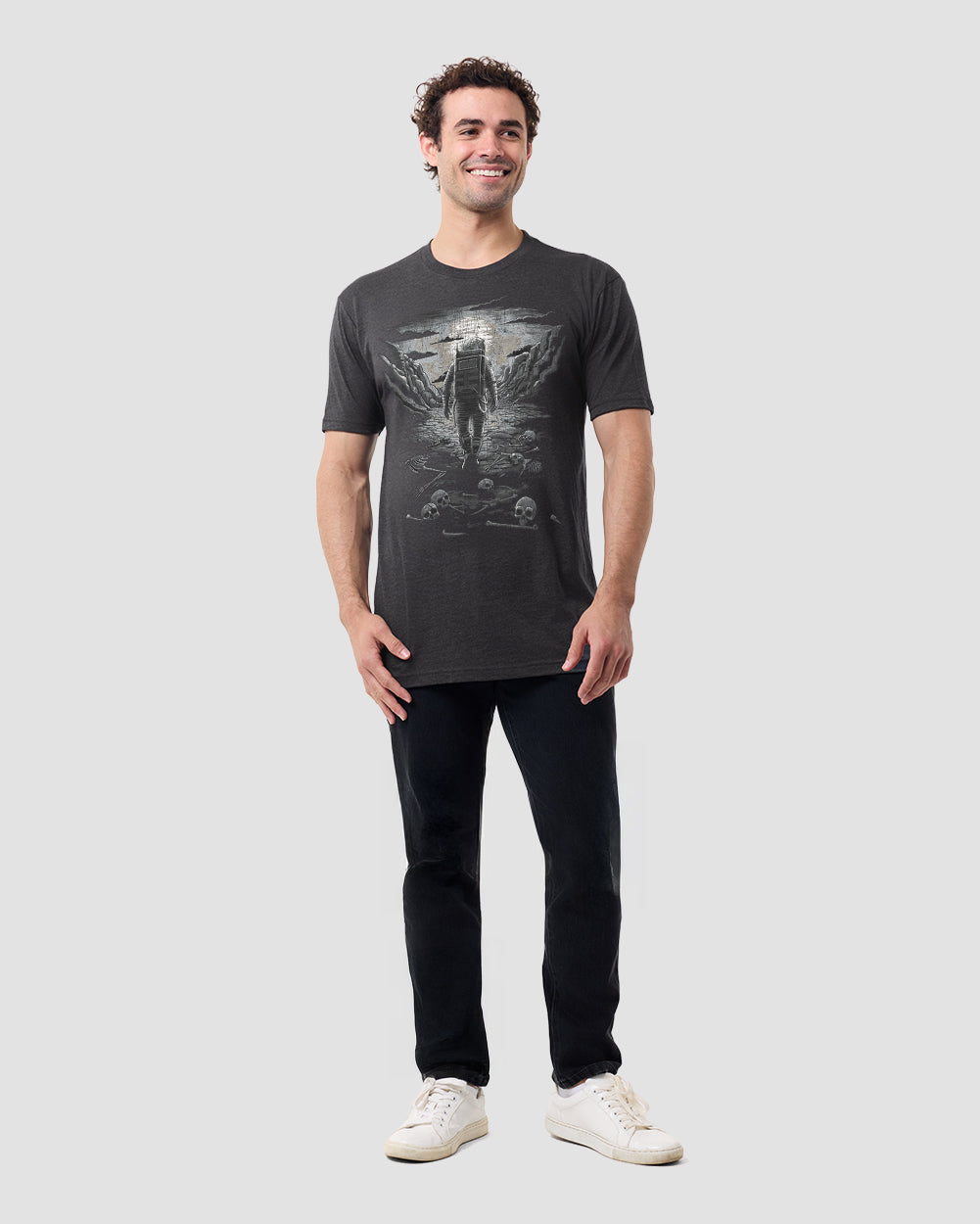 Lost Remains Tee-Charcoal-Regular-Full--Model---L