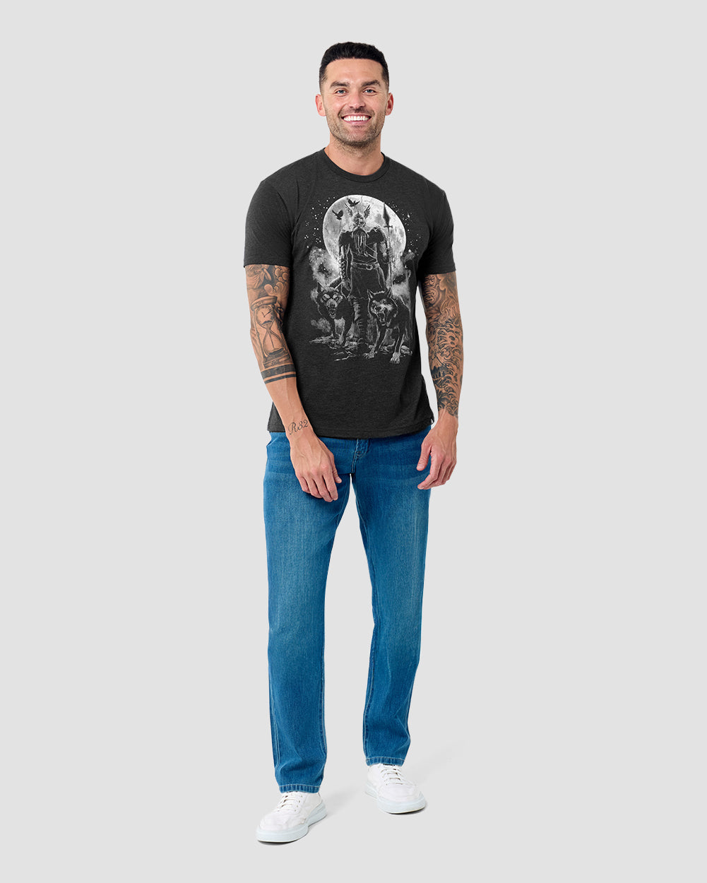 Nordic Howl Tee-Charcoal-Regular-Full--Model---L