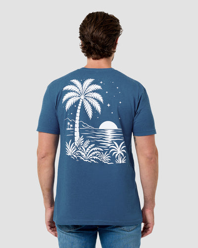 Quiet Tides Tee-Heather Cool Blue-Regular-Back--Model---L