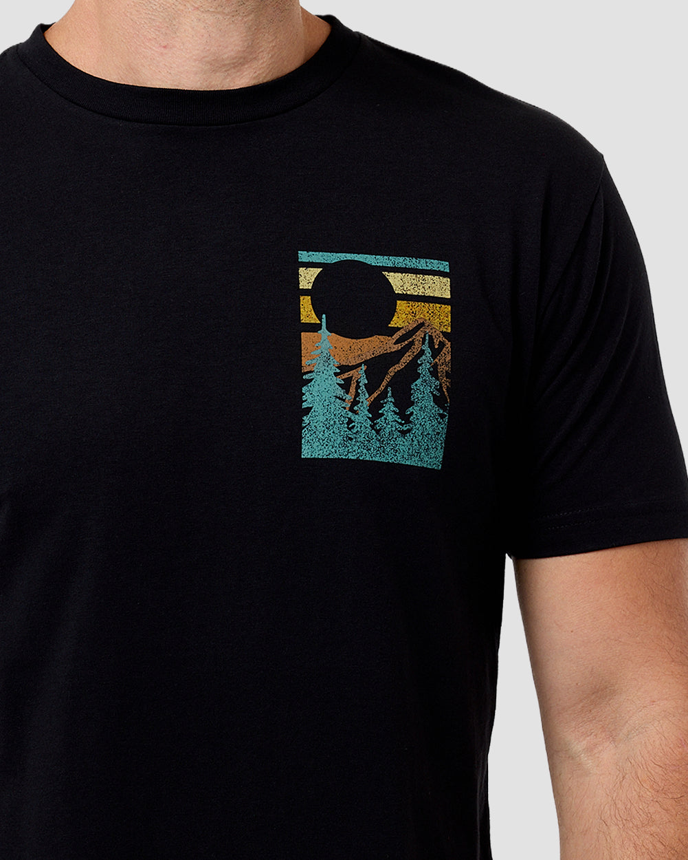 Retro Pines Tee-Black-Regular-Detail--Model---L