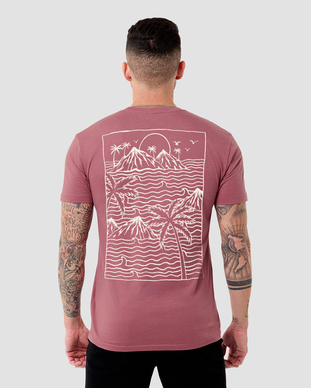 Summer Islands Tee-Heather Mauve-Regular-Back--Model---L