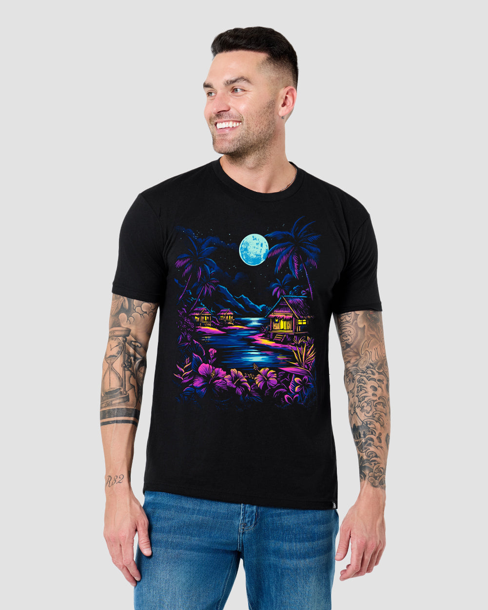 Tropic Cove Tee-Black-Regular-Front--Model---L