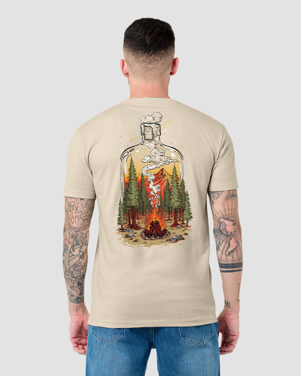 Nature Distilled Tee-Cream-Regular-Front--Model---L