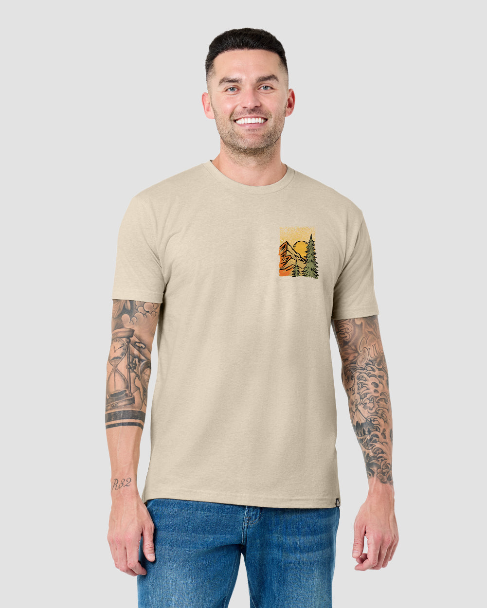 Nature Distilled Tee-Cream-Regular-Front--Model---L