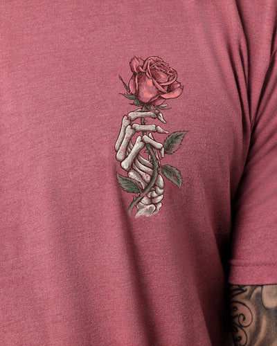 Rose Remains Tee-Heather Mauve-Regular-Detail--Model---L
