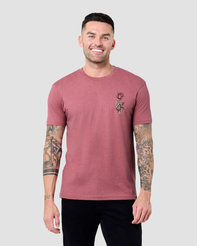 Rose Remains Tee-Heather Mauve-Regular-Front--Model---L