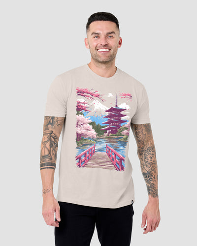 Sakura Sanctuary Tee-Ivory-Front-Regular--Model---L