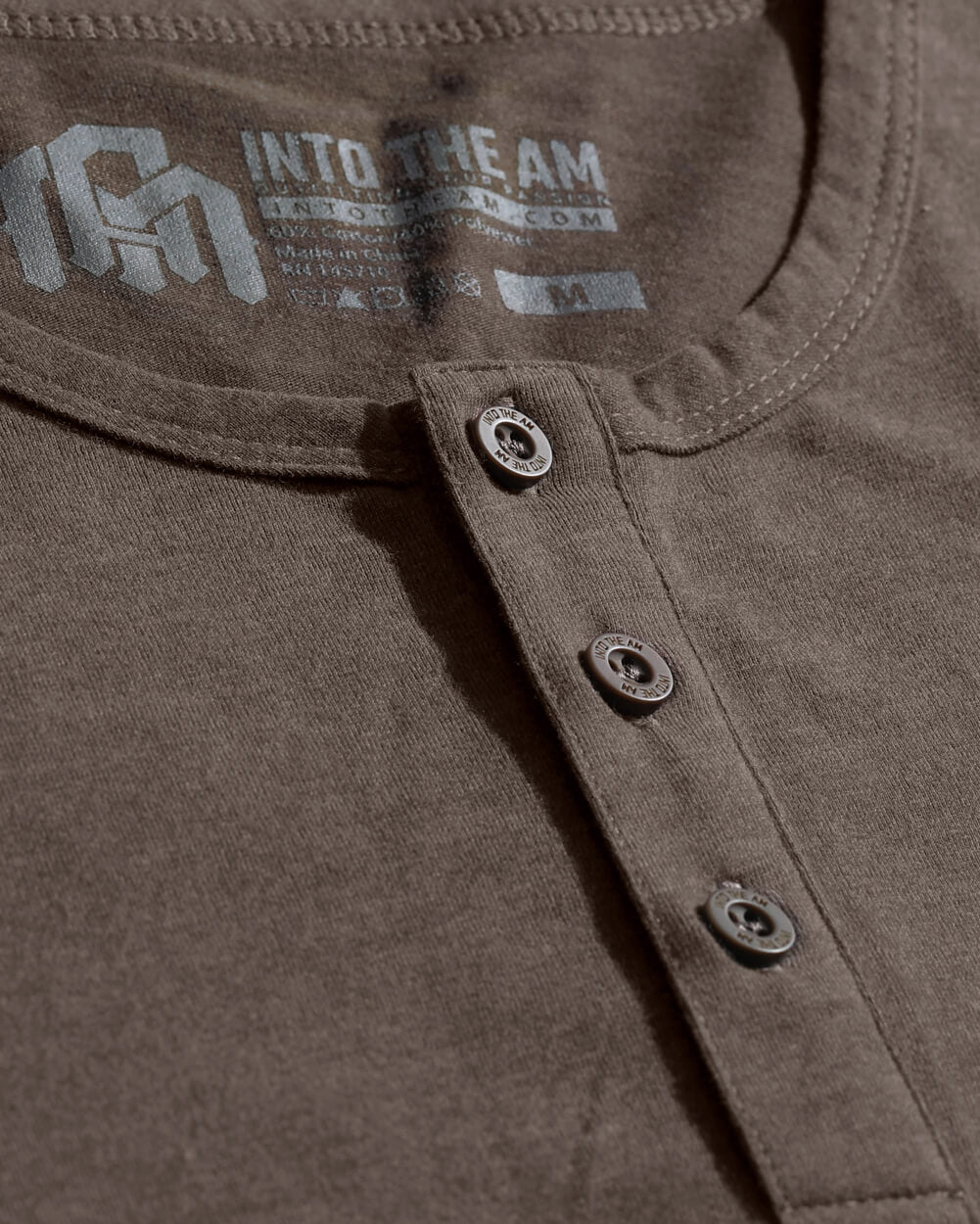 Long Sleeve Henley Tee - Non-Branded-Brown-Regular-Detail--Model---L
