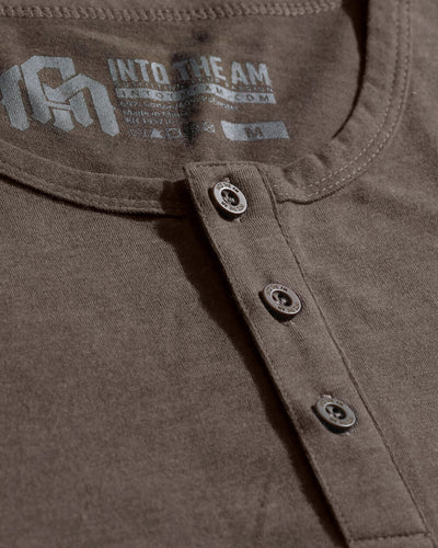 Long Sleeve Henley Tee - Non-Branded-Brown-Regular-Detail--Model---L