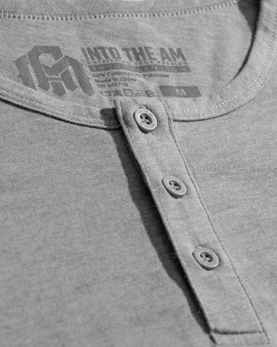 Long Sleeve Henley Tee - Non-Branded-Grey-Macro