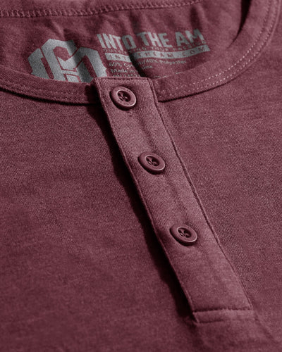 Long Sleeve Henley Tee - Non-Branded-Maroon-Regular-Detail--Model---L