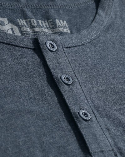 Long Sleeve Henley Tee - Non-Branded-Navy-Macro 1