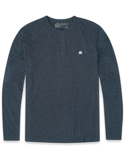 Long Sleeve Henley Tee - Branded-Navy-Mock