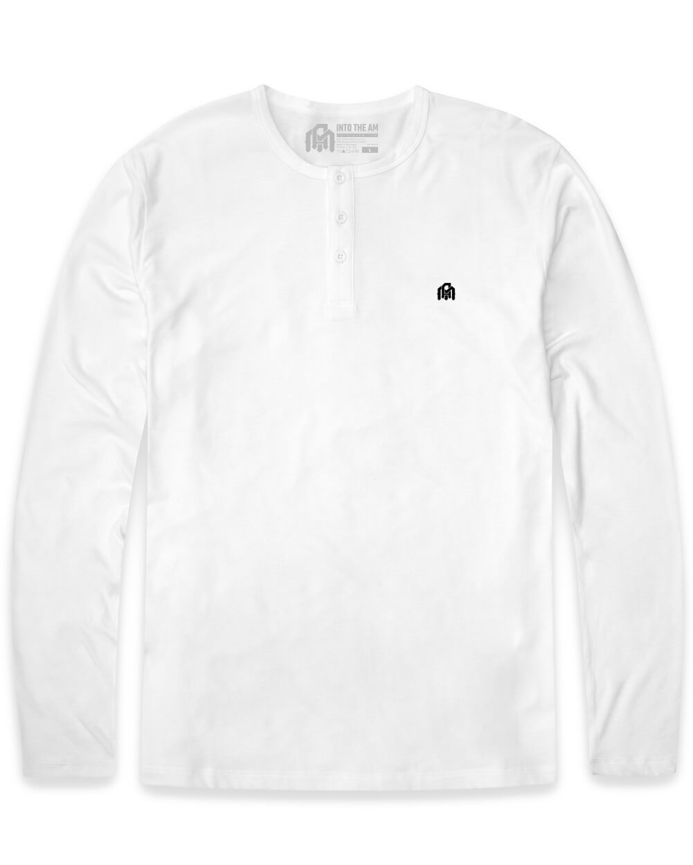 Long Sleeve Henley Tee - Branded-White-Front