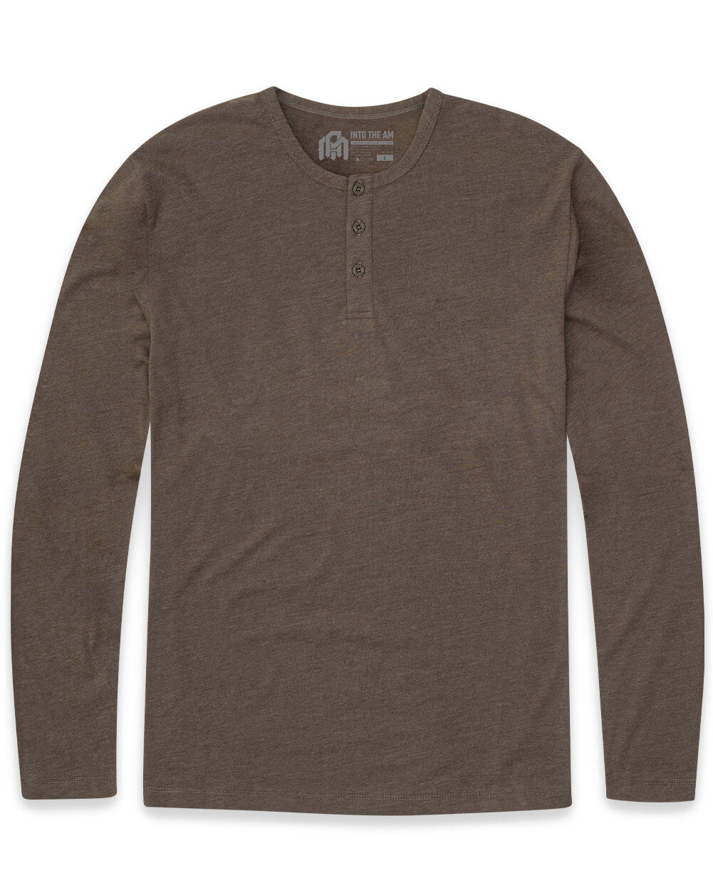 Long Sleeve Henley Tee - Non-Branded-Brown-Regular-Mock--Model---L