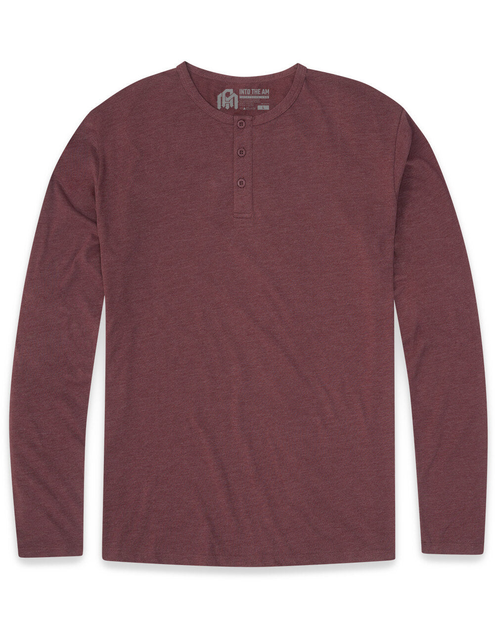 Long Sleeve Henley Tee - Non-Branded-Maroon-Regular-Mock--Model---L