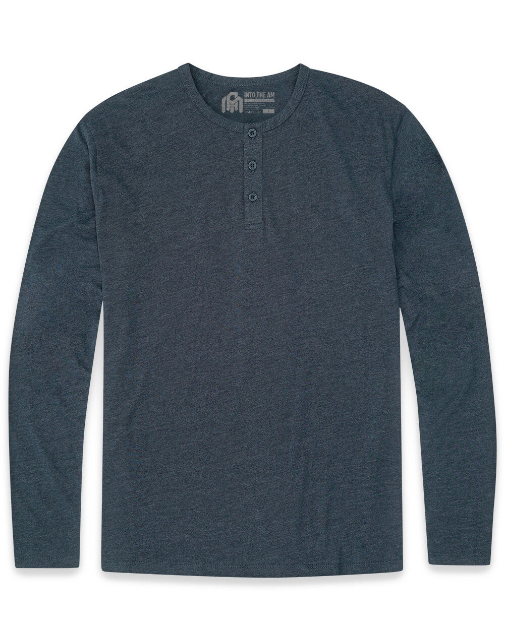 Long Sleeve Henley Tee - Non-Branded-Navy-Front