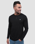Pack of the Week 2 Pack Long Sleeve Henley Tee - Branded-Black/Olive Green-Regular-Front--Model---L