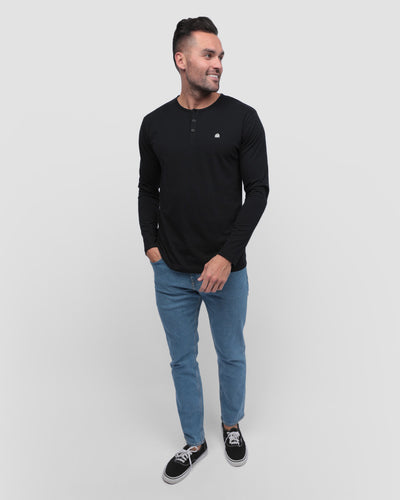 Long Sleeve Henley Tee - Branded-Black-Full--Zach---L