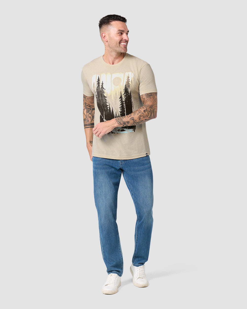 Hidden Creek Tee-Cream-Regular-Full--Model---L