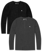 Pack of the Week 2 Pack Long Sleeve Henley Tee - Branded-Black/Charcoal-Regular-Mock--Model---L
