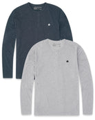 Pack of the Week 2 Pack Long Sleeve Henley Tee - Branded-Navy/Grey-Regular-Mock--Model---L