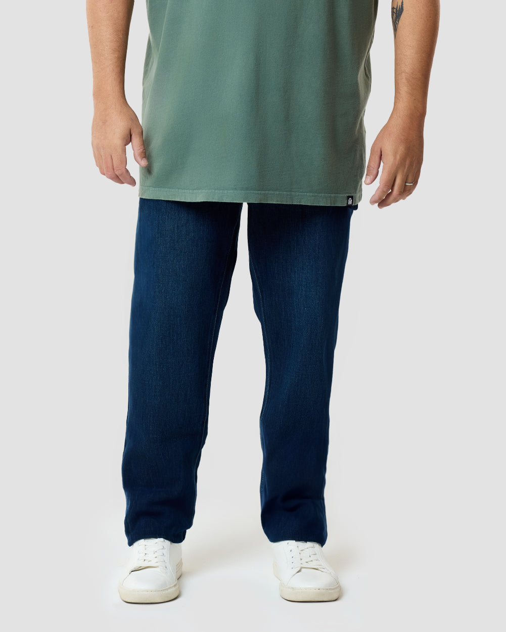 Legacy Stretch Denim Jeans-Dark Indigo-32"-Plus-Front--Model---40