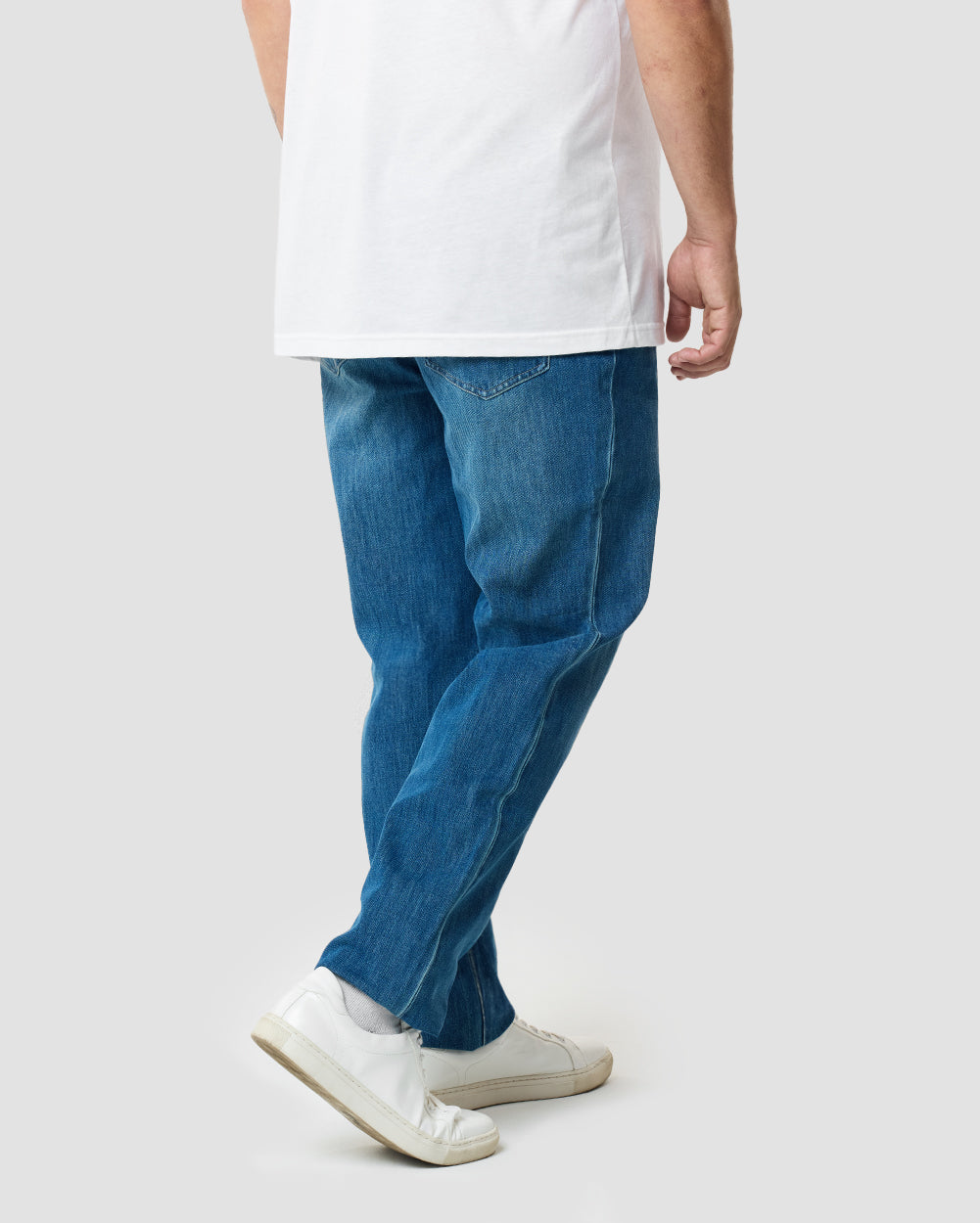 Legacy Stretch Denim Jeans-Medium Indigo-32"-Plus-Back--Model---40