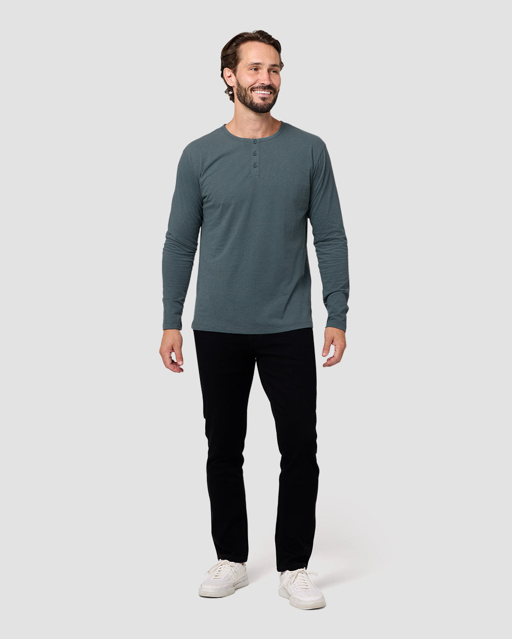Long Sleeve Henley Tee - Non-Branded-Indigo-Regular-Full--Model---L