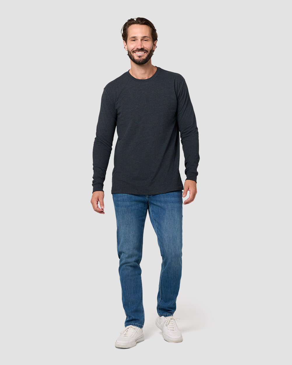 Long Sleeve Tee - Non-Branded-Charcoal-Tall-Regular-Full--Model---L