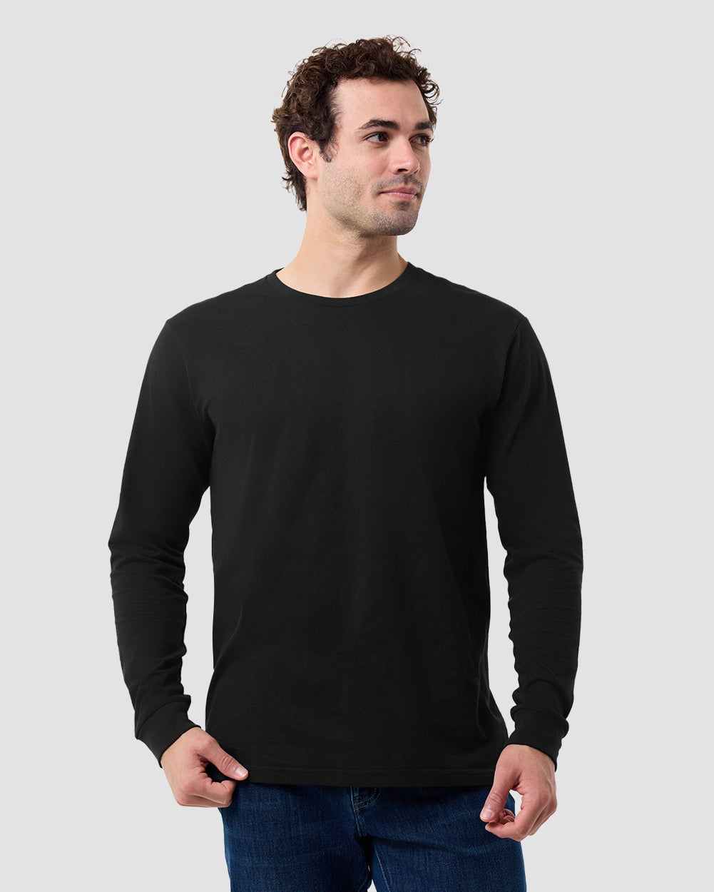 Long Sleeve Tee-Black-Tall-Regular-Front--Model---L