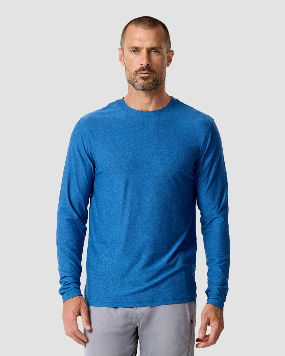 Long Sleeve Active Tee - Non-Branded-Cool Blue-Regular-Front--Model---L