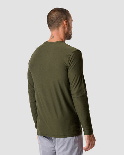Long Sleeve Active Tee - Non-Branded-Midnight Olive-Regular-Back--Model---L