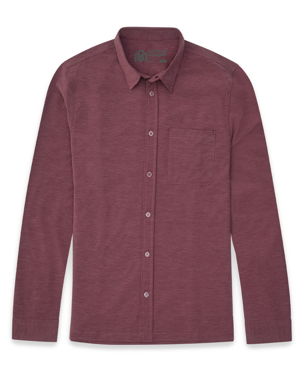 Long Sleeve Button Up-Maroon-Front
