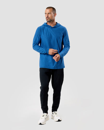 Long Sleeve Hooded Active Tee - Non-Branded-Cool Blue-Regular-Full--Zac---L