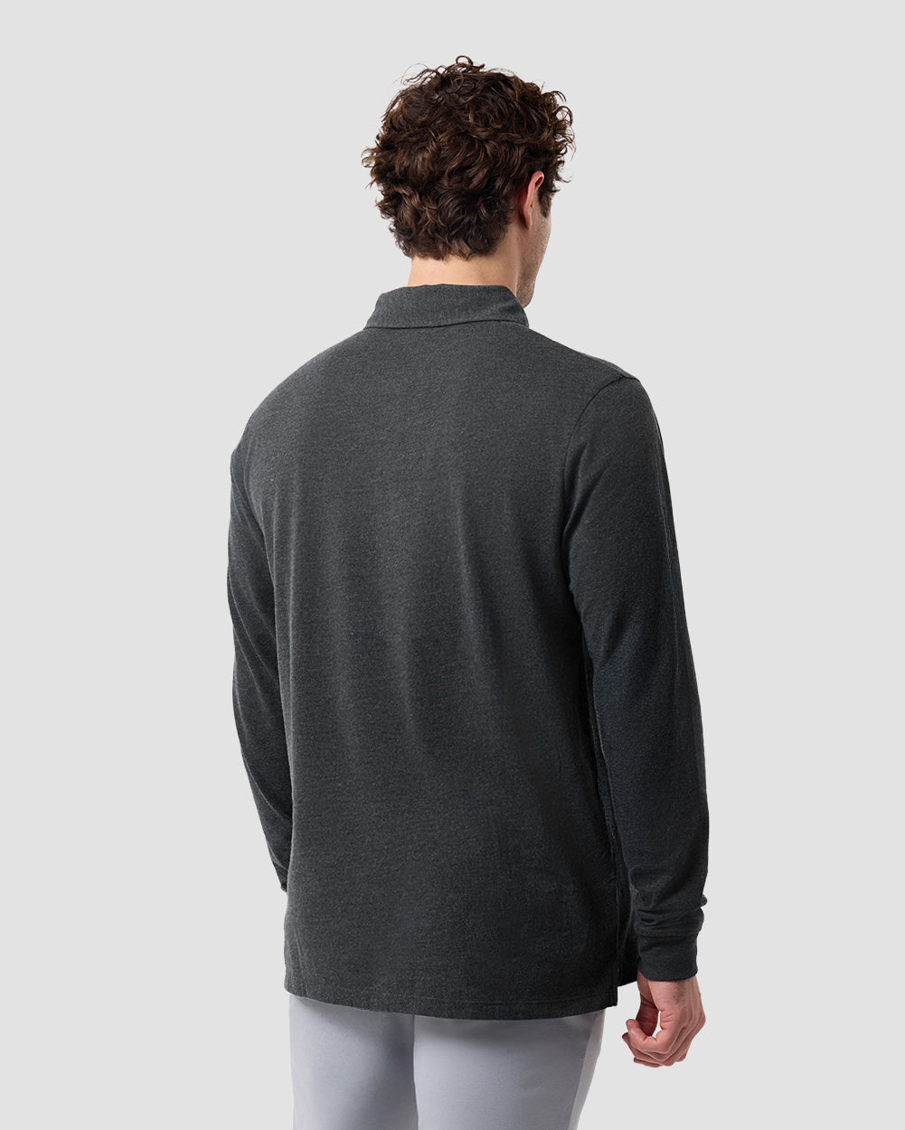 Long Sleeve Polo - Non-Branded-Charcoal-Regular-Back--Model---L