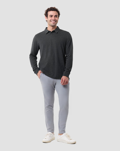 Long Sleeve Polo - Non-Branded-Charcoal-Regular-Full--Model---L