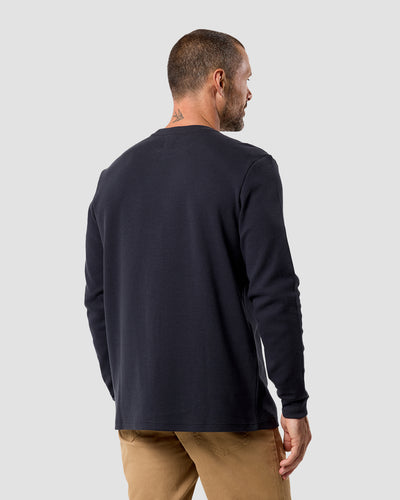 Long Sleeve Waffle Knit Crew - Non-Branded-Charcoal-Regular-Back--Model---L