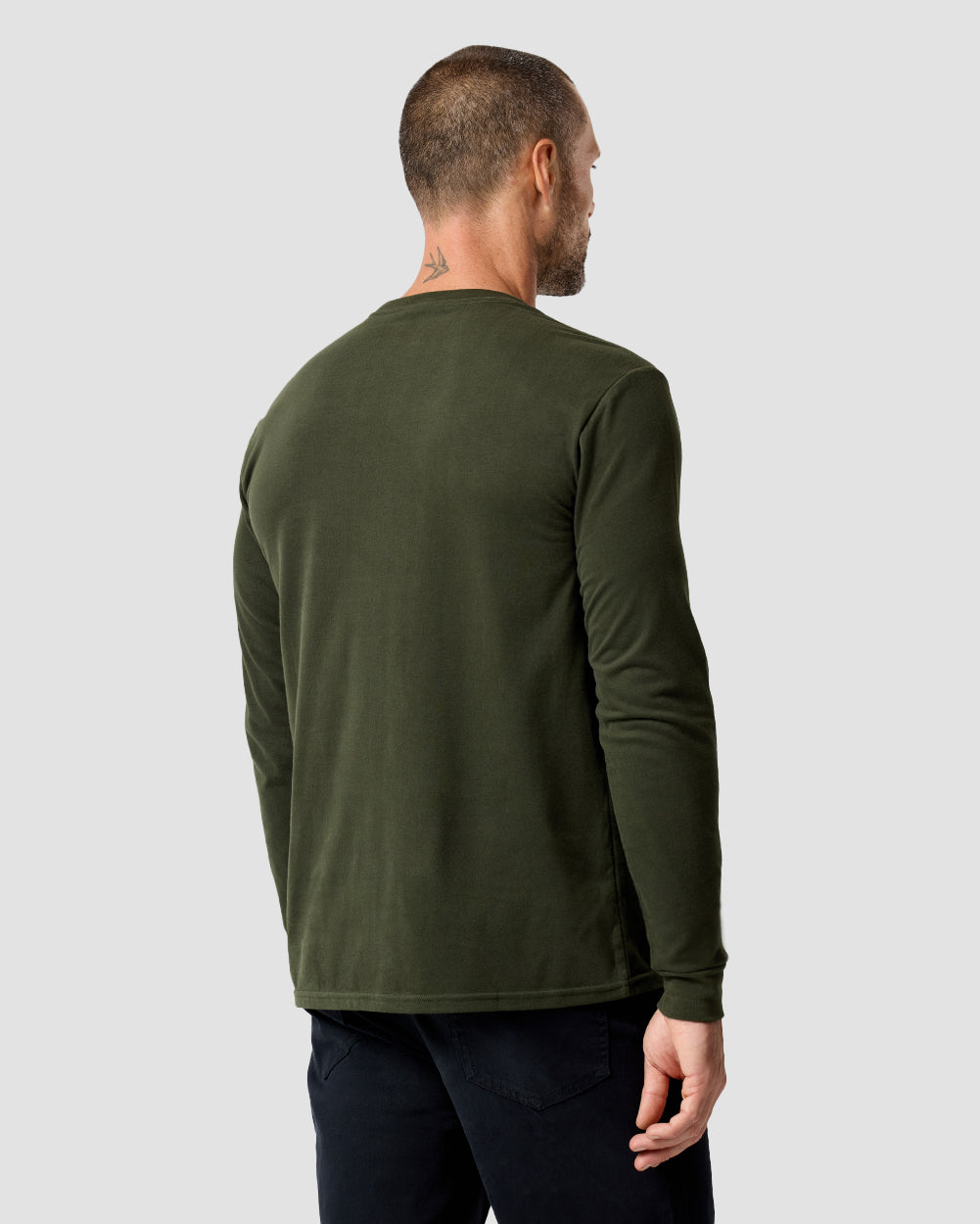 Long Sleeve Tee - Non-Branded-Midnight Olive-Regular-Back--Model---L