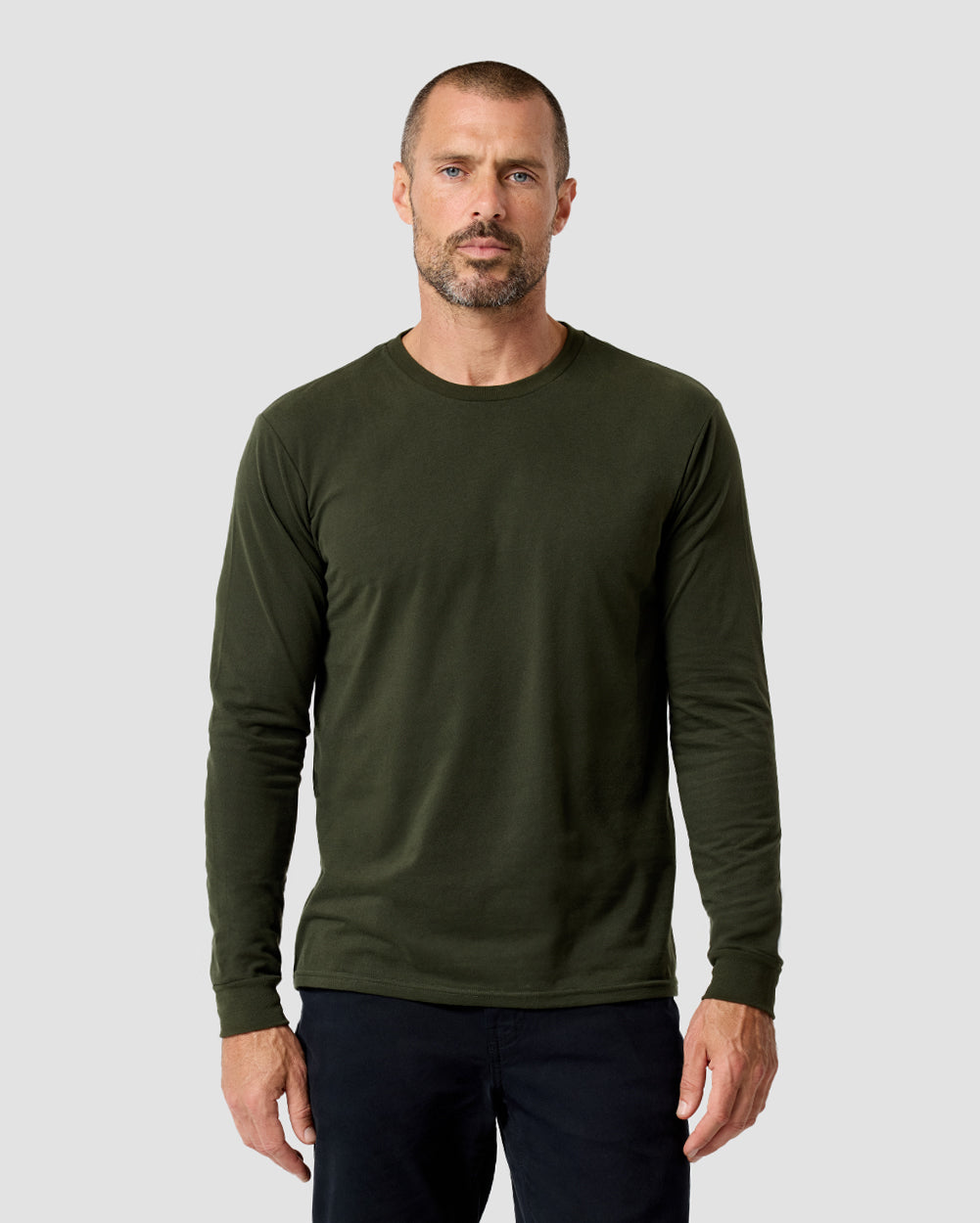Long Sleeve Tee - Non-Branded-Midnight Olive-Regular-Front--Model---L