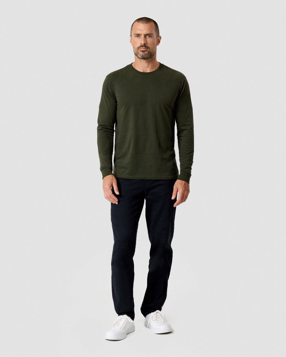 Long Sleeve Tee - Non-Branded-Midnight Olive-Regular-Full--Model---L