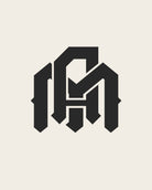 Black AM monogram on a beige background