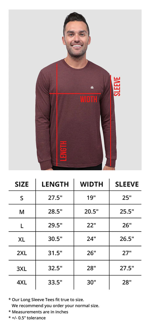 Men's Long Sleeve Size Chart