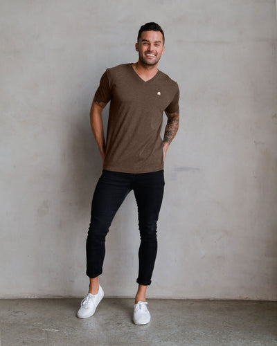 V-Neck Tee - Branded-Brown-Regular-Full-Zach---L