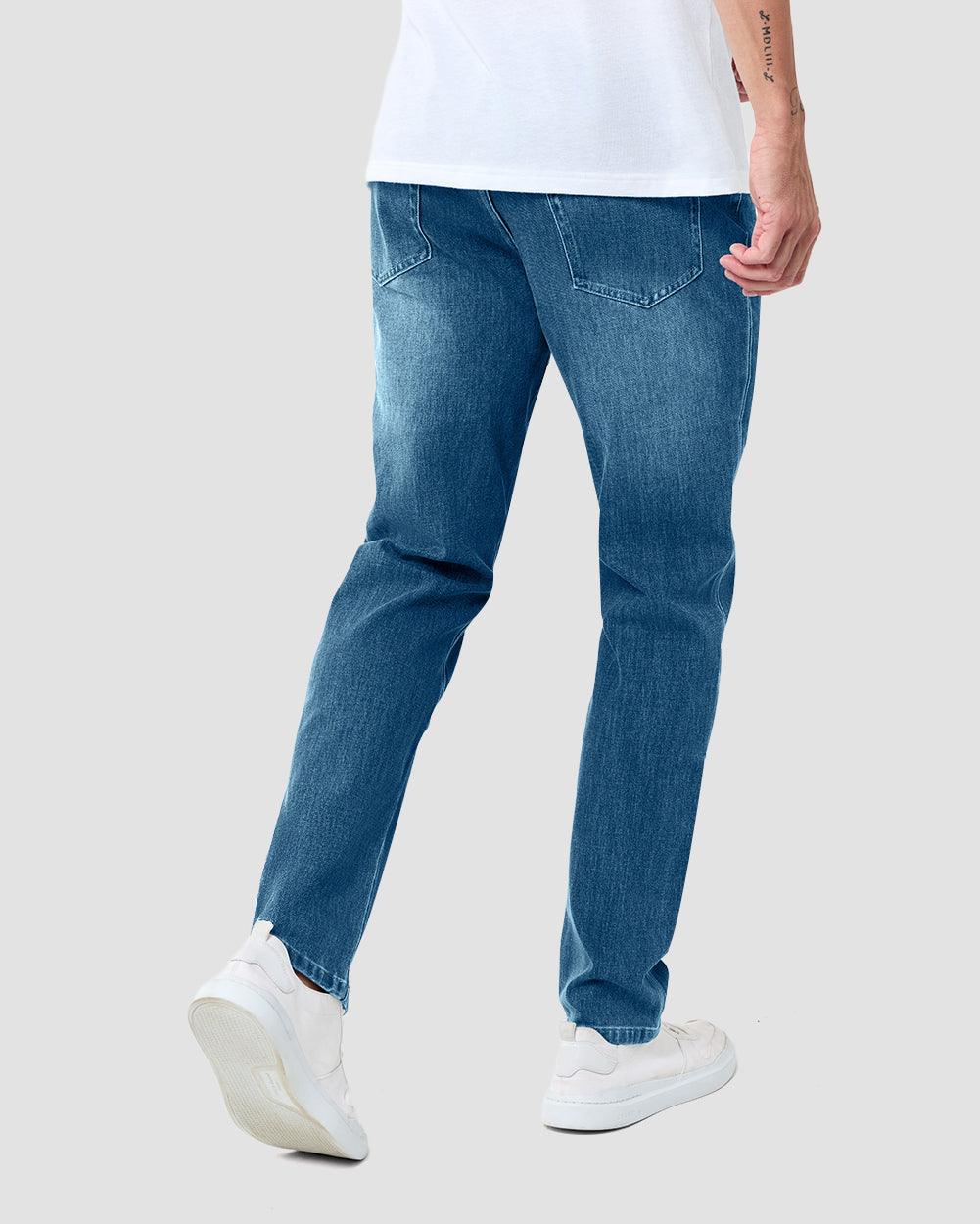 Legacy Stretch Denim Jeans-Medium Indigo-32"-Regular-Back--Model---32