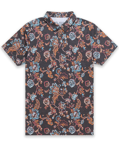 Pursuit Performance Polo-Black Floral-Tall-Regular-Mock--Model---L