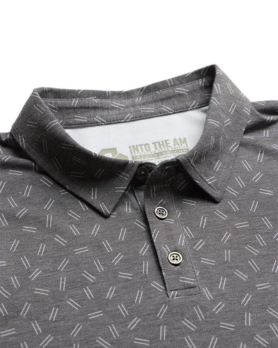 Pursuit Performance Polo-Black Dashes-Reg-Regular-Detail--Model---L