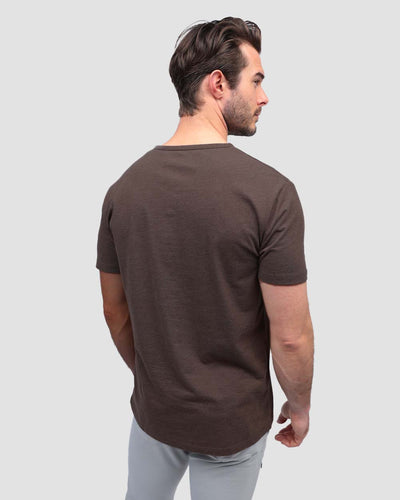 Henley Tee - Branded-Brown-Regular-Back--Model---Size