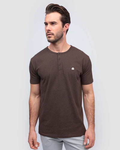 Henley Tee - Branded-Brown-Regular-Front--Model---Size